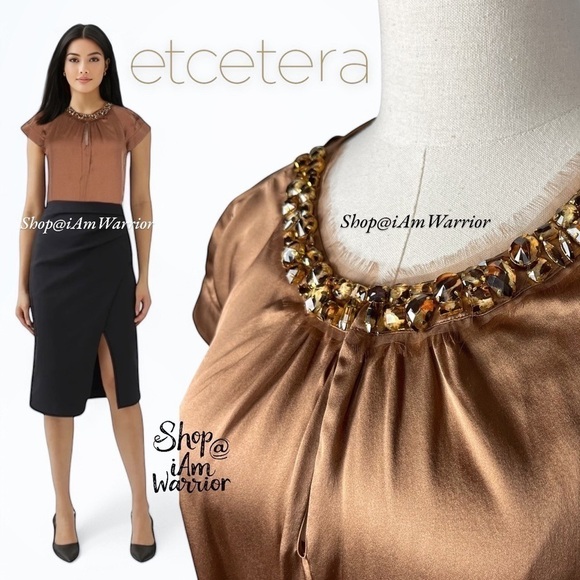 Etcetera NWT silk embellished keyhole neckline & tie back top *shop@iamwarrior - Picture 3 of 12